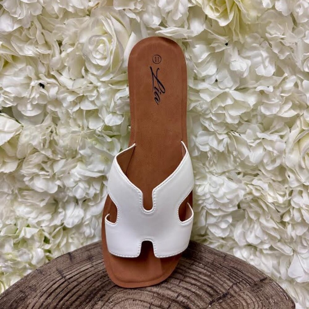 White and Tan Sandal